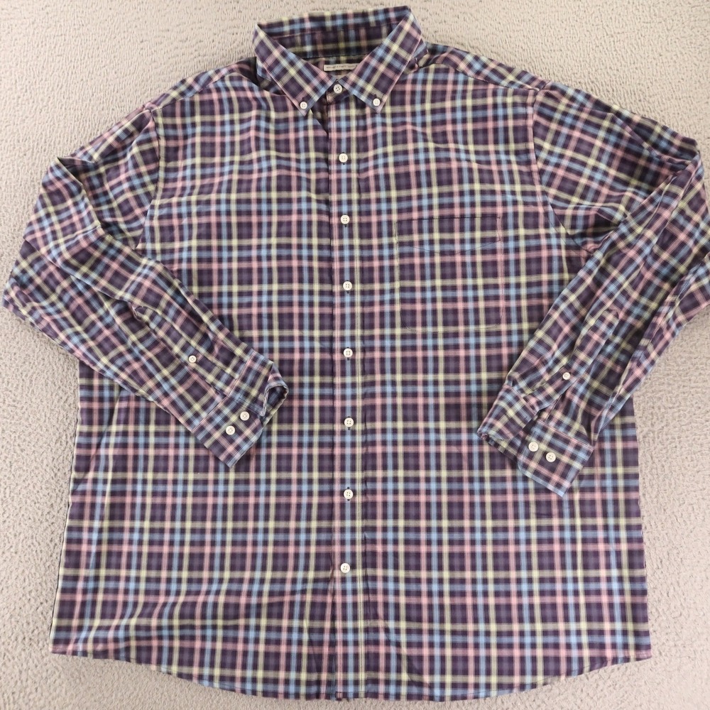 Oak Hill Shirt Mens XLT XL‎ Blue Green Shepherds Check Cotton Twill Button Up